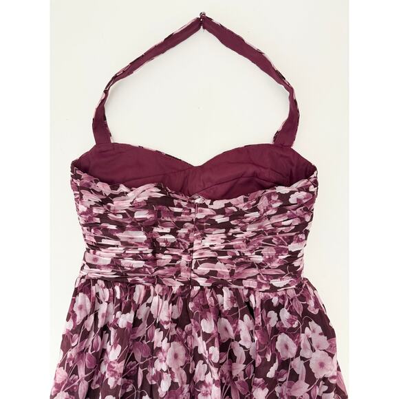 Lulu's burgundy floral pleated maxi dress - size small - Picture 8 of 9